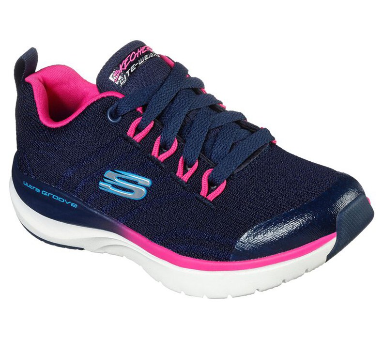 Skechers Flickor Marinblå/Rosa Sneakers - Ultra Groove - Pure Vision - Sverige (XJZFI-3286)